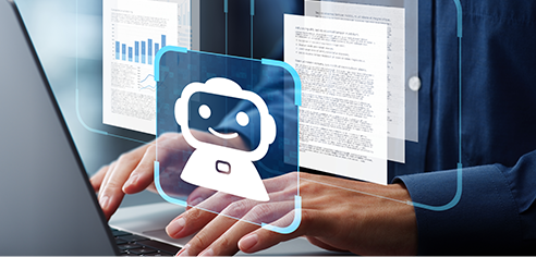 Icons representing document classification and extraction