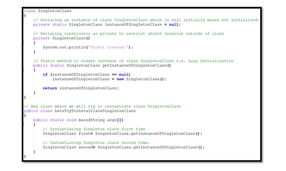 singleton pattern implementation in java