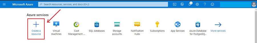 Login to portal.azure.com and click on create a resource link